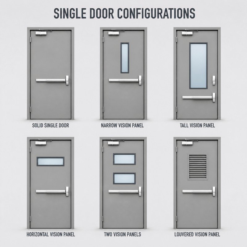 3Hour Fire Rated single Leaf Steel Fire Door with Fire Rated Vision Panel for US Commercial Building Projects - Image 2
