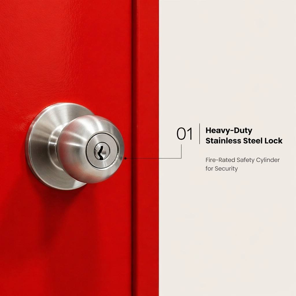 Heavy Duty Steel Fire Door Set Multi-Color Options Red Blue Yellow Fireproof Entry Door with Ball Knob - Image 2