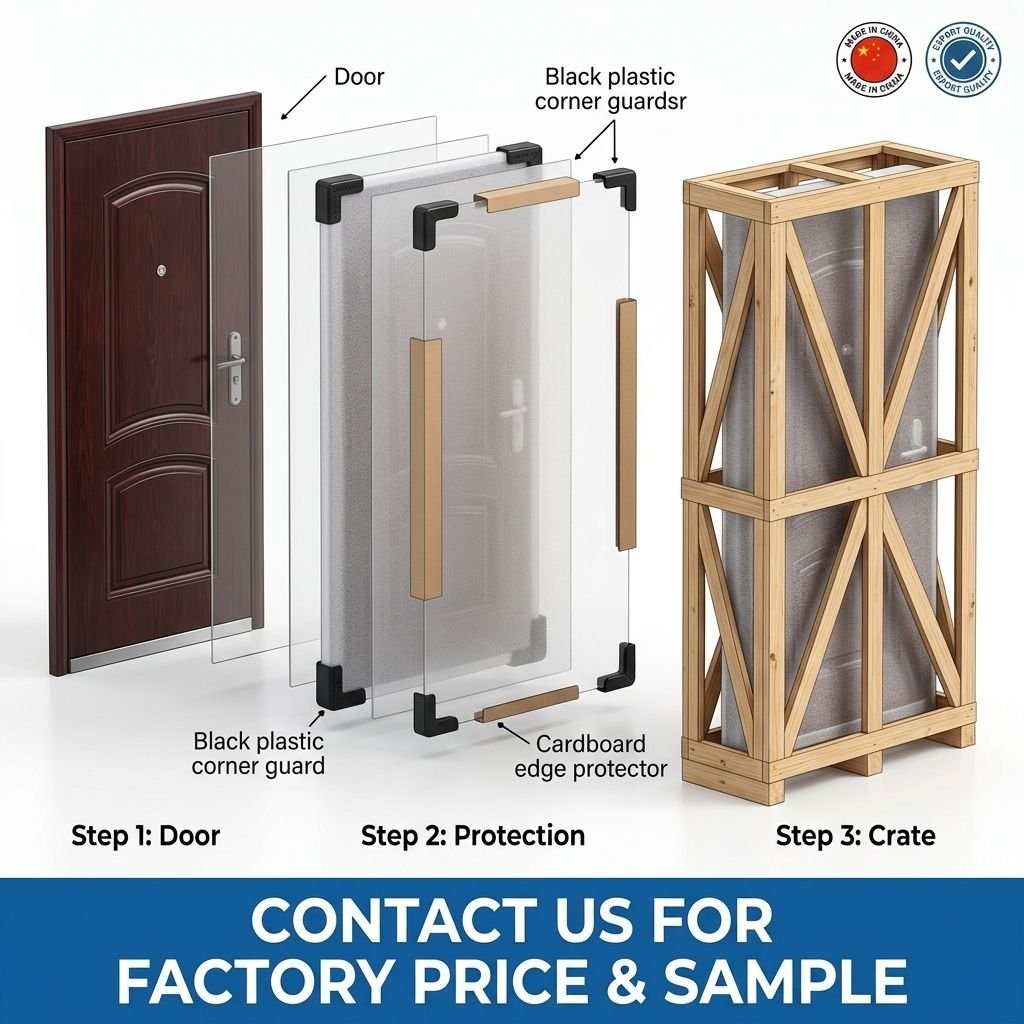 Wholesale European Design Main Entrance Door High Security 3H Fireproof Soundproof Armored Door Set OEM/ODM Factory Price - Image 2