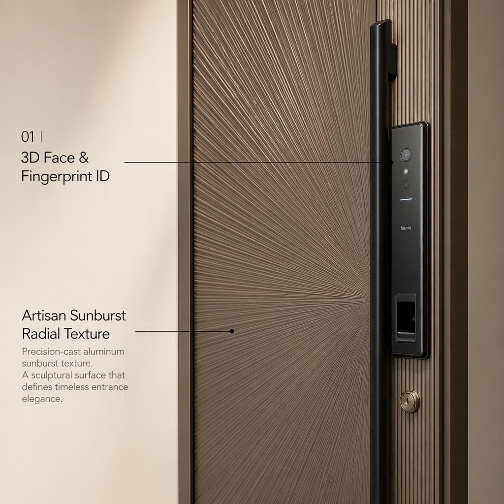 Modern Anti-Theft Metal Entry Door Weather-Resistant Finished Cast Aluminum Front Door Reinforced Security System - Image 2