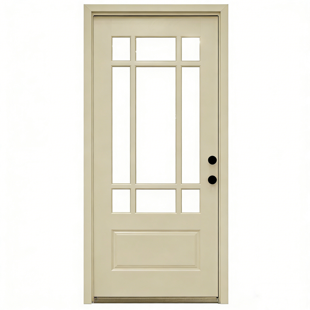 US Residential Steel Anti-Theft Modern Front Entry Door Finished Surface Energy Saving Low-E Insulated Glass for Home Exterior - Image 2