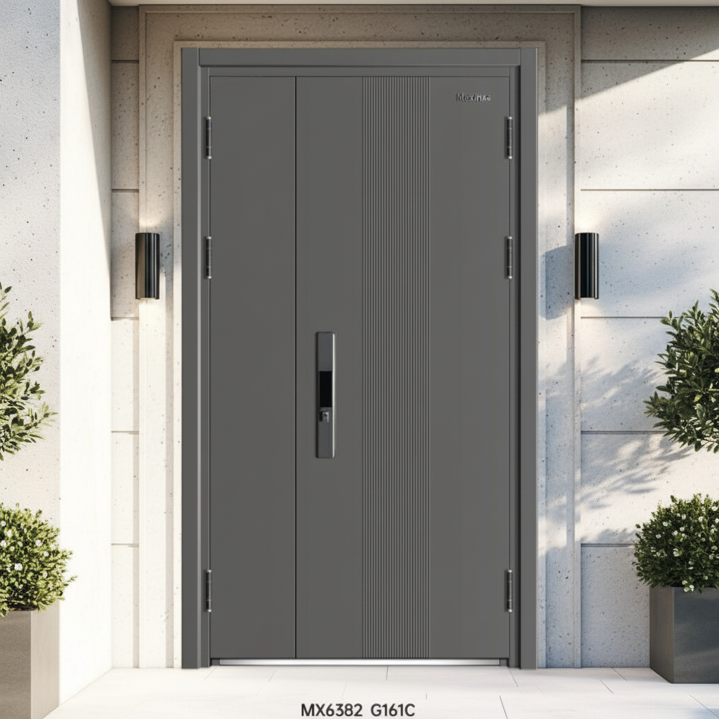 Modern Steel Security Door Anti-Theft Fire Rated Finished Outdoor Entrance Door for Home Apartment Factory Supply - Image 2