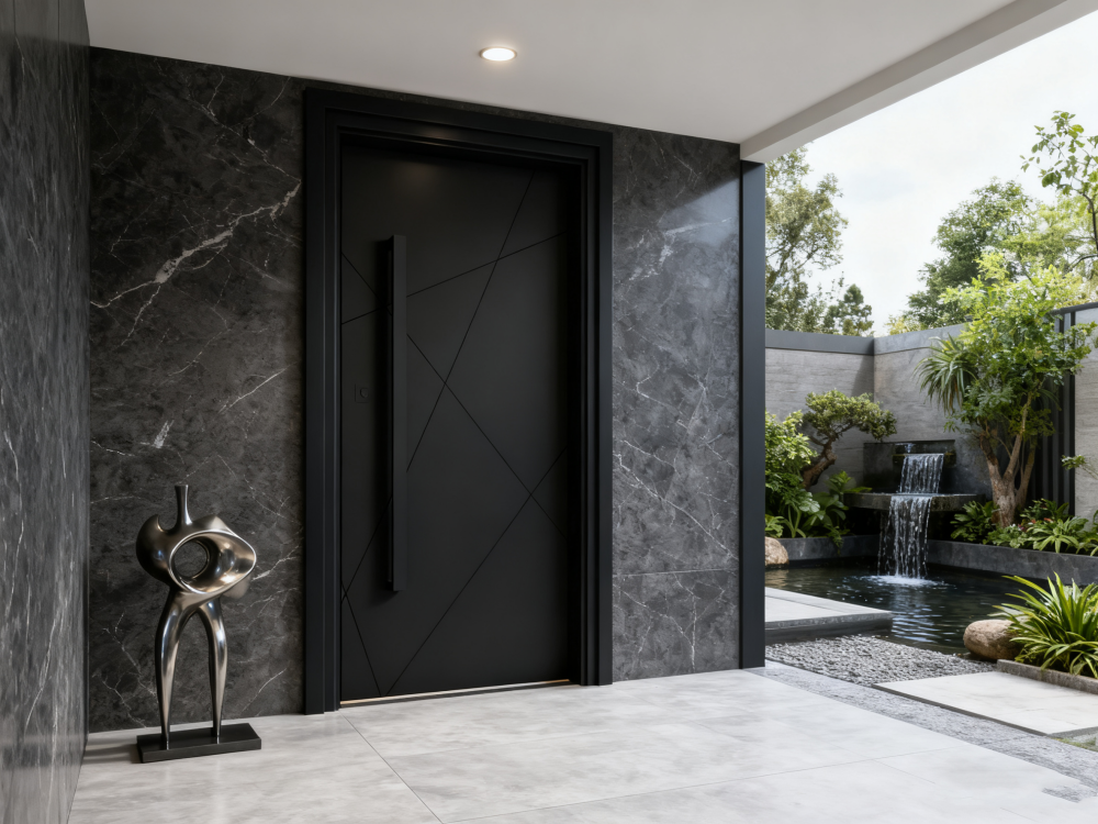 Customized Modern Armored Security Door | Fire Door Aluminum Pivot Swing Exterior Entry Door - Image 2