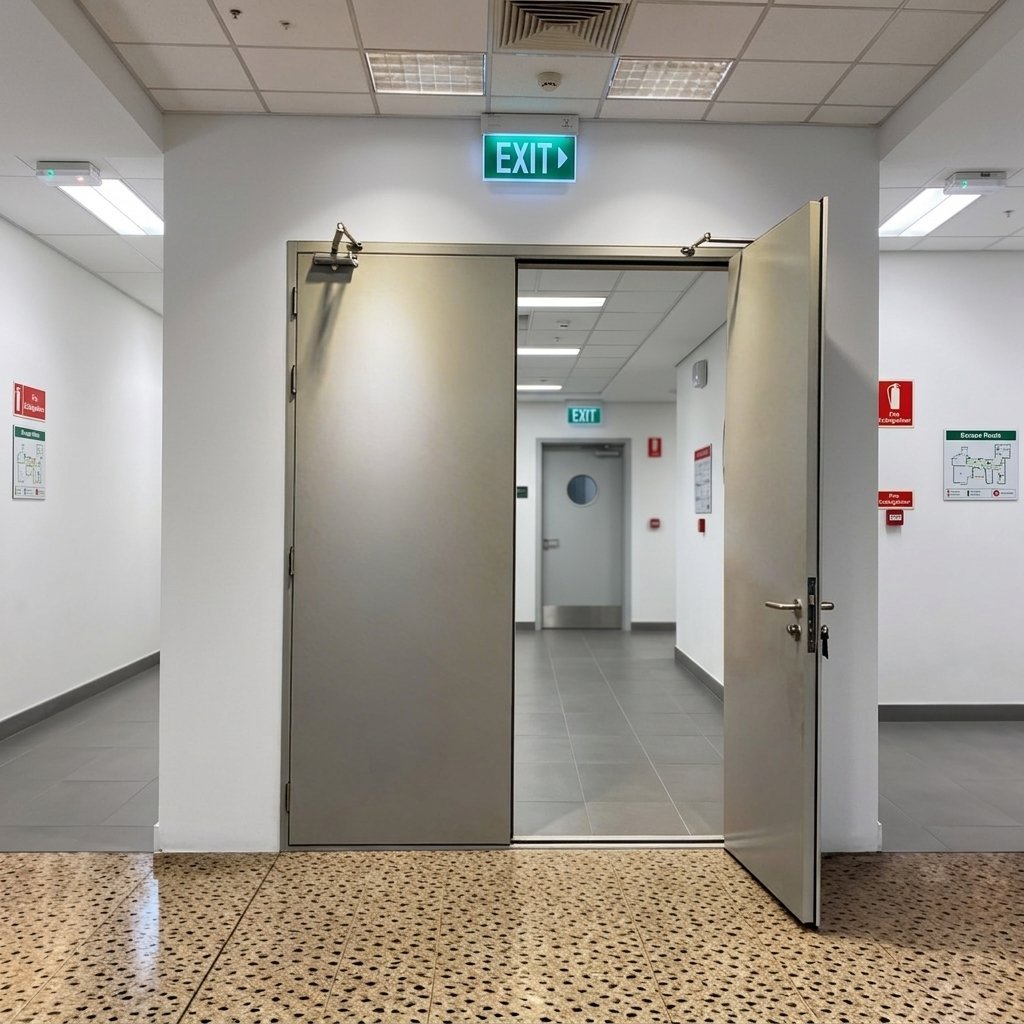 CE Approved Modern Fire Resistant Steel Door 180 Minutes Finished Emergency Exit Interior/Exterior Hospitals Warehouses - Image 3