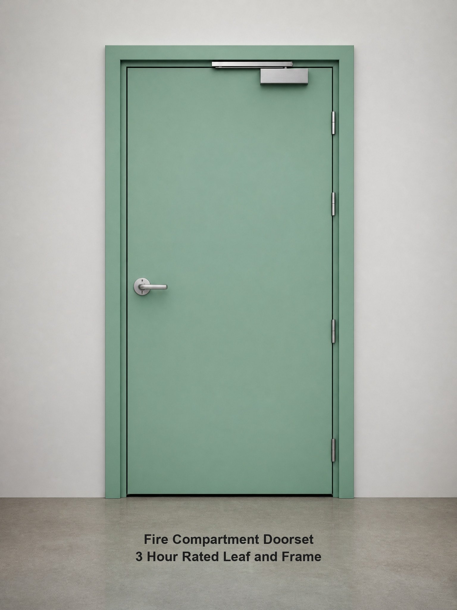 Steel Door 3 Hour Fire Rated Hollow Metal Fire Door UL Listed WHI Green Single Leaf Positive Pressure Steel Frame - Image 3