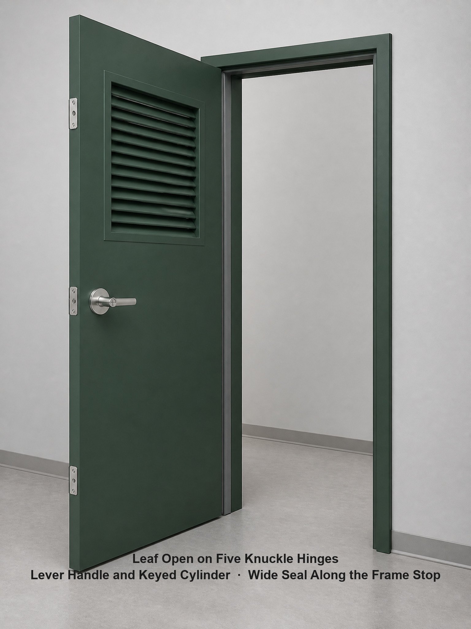 Acoustic Door Soundproof Metal Steel Door Fire Rated Green Hollow Metal With Louver Wide Compression Sealing Strip - Image 3