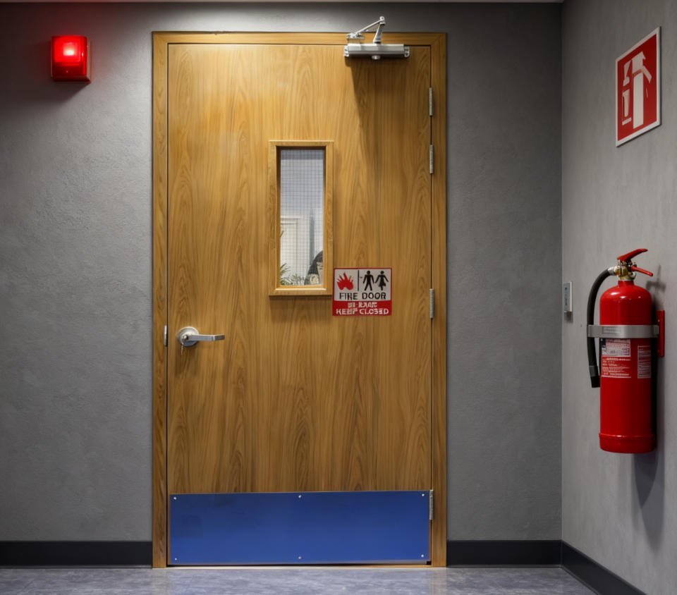 Steel Fire Door with Glass Window & Louvers, UL Certified for Commercial - Image 3