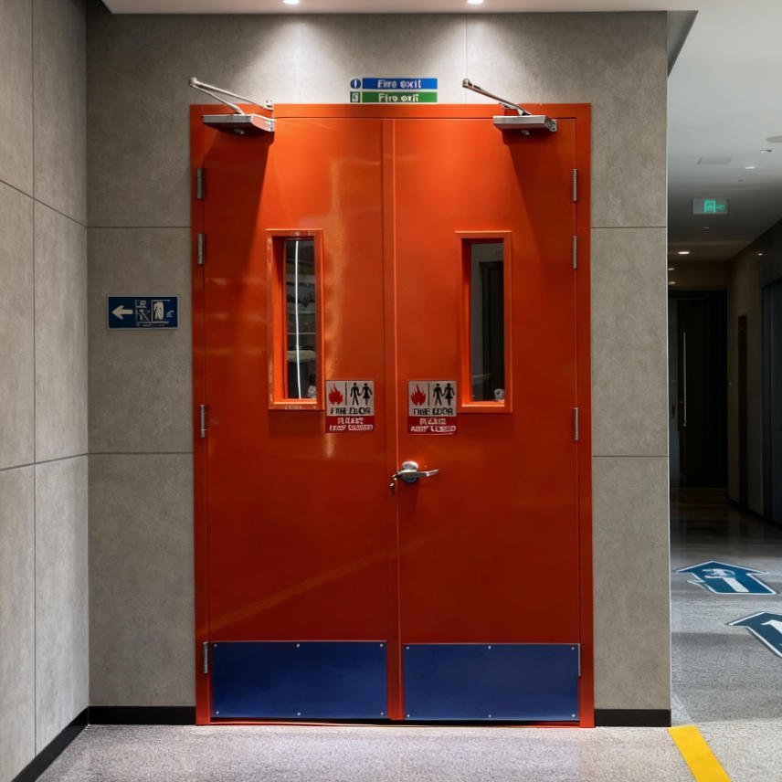 Double-open Steel Fire Escape Door, 20-180 Min Fire-Rated Emergency Door for Commercial Building - Image 3