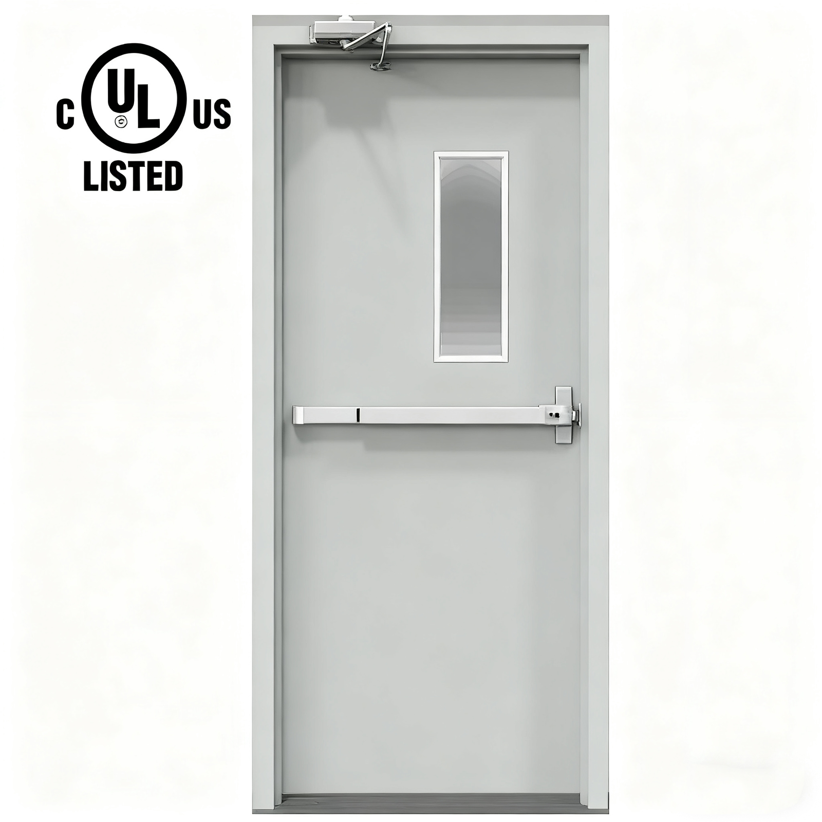 Factory Price ASTM AISI Standard Steel Fire Door - UL Approved Commercial Residential Building Fireproof Door with Panic Bar - Image 3