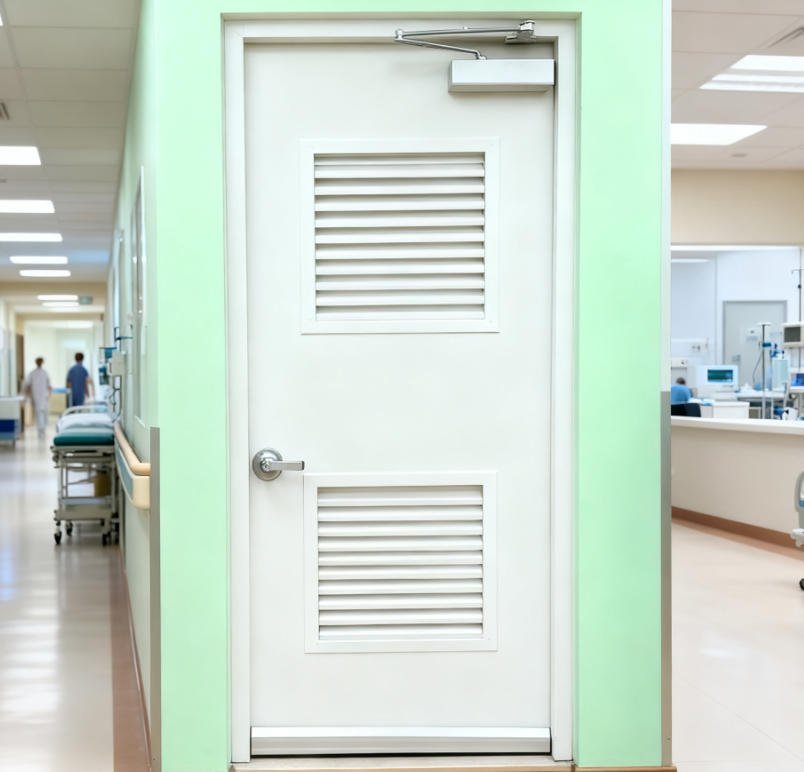 Fire Certified Custom Single-leaf Louvered Doors for Costa Rican Medical Facilities - Image 3