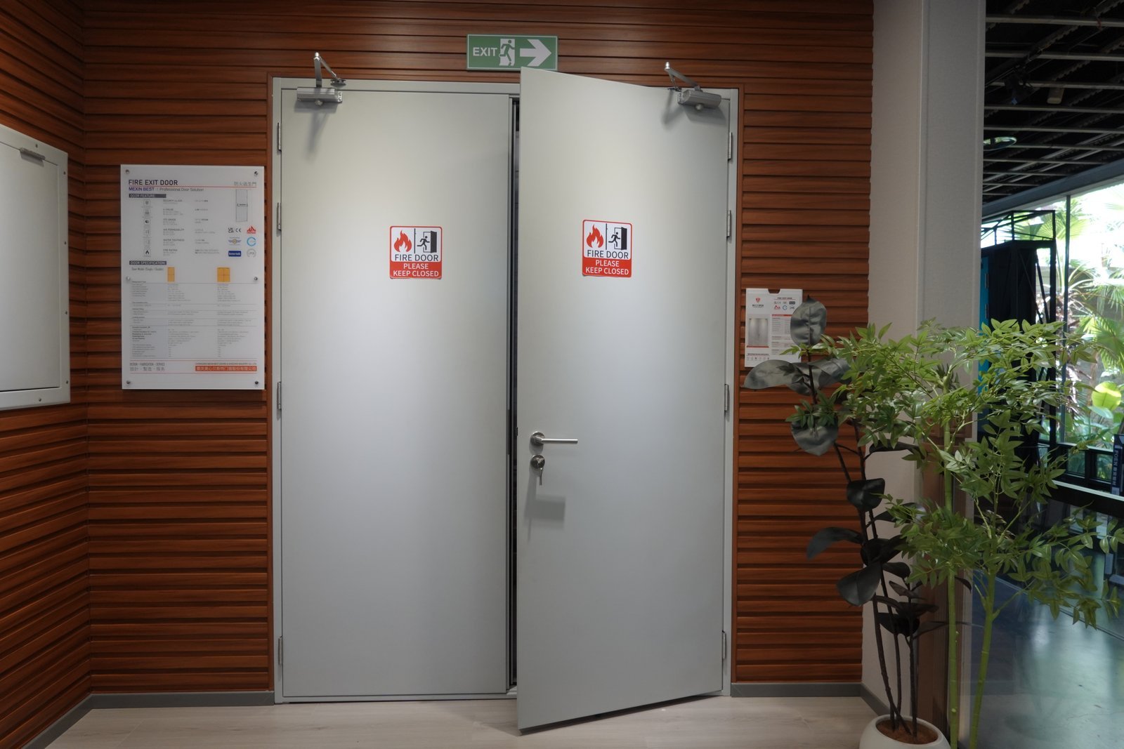 Fireproof Door E 120 EN 16034 Certified Standard Pair Steel Double Leaf Powder Coated Fire Resistant Pedestrian Doorset - Image 3