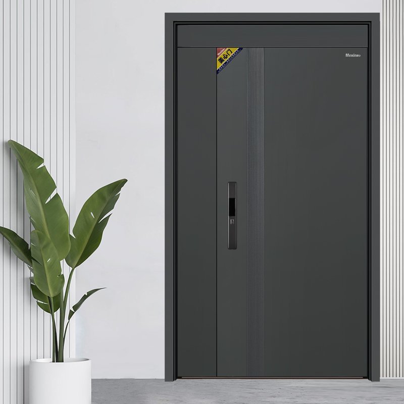 Modern Steel Class 4 Entry Security Door with Fingerprint Lock Custom Hidden Hinge Heated Lintel Waterproof - Image 3