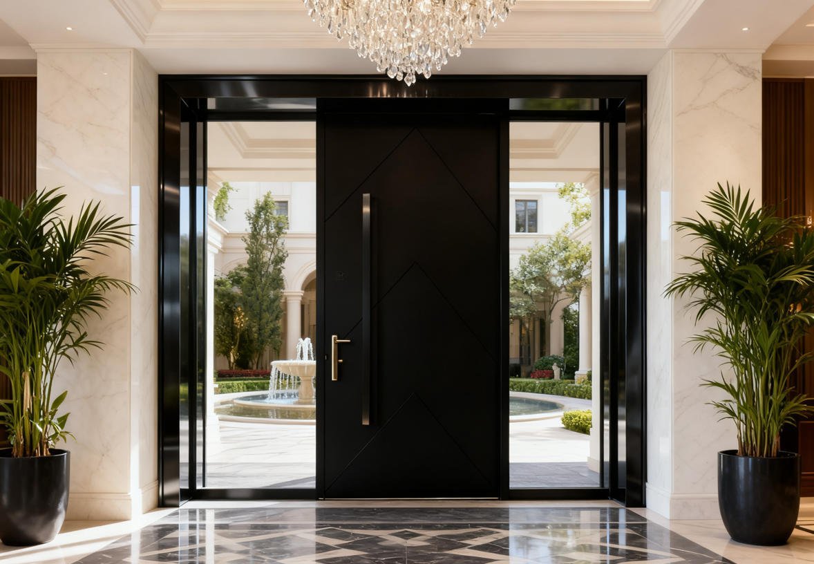 Customized Modern Armored Security Door | Fire Door Aluminum Pivot Swing Exterior Entry Door - Image 3