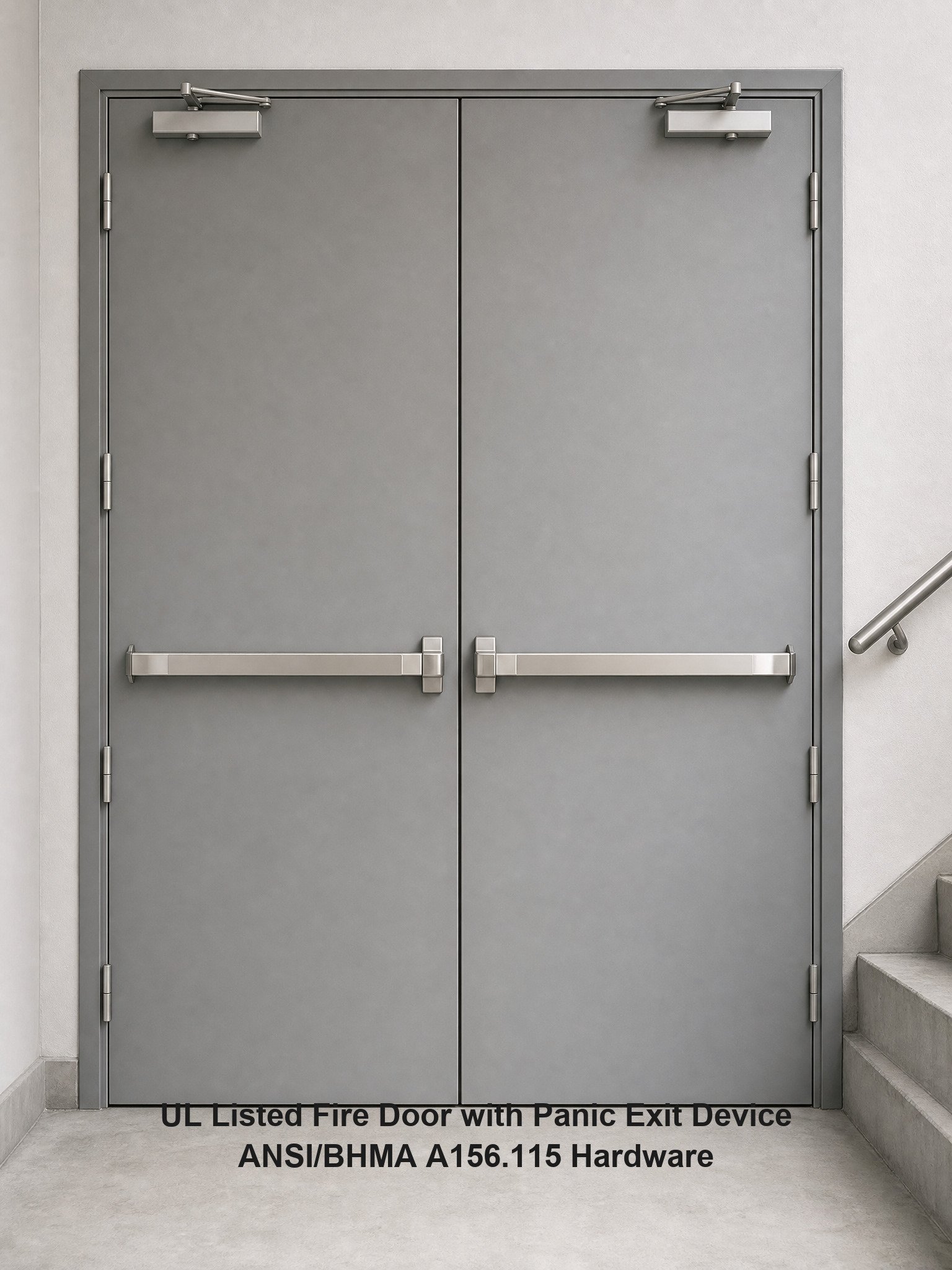 3Hour Fire Rated Double Leaf Steel Fire Door with Fire Rated Vision Panel for US Commercial Building Projects - Image 3