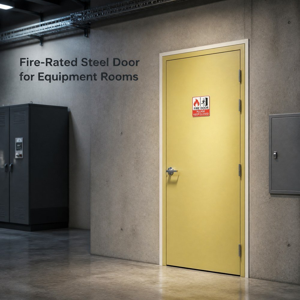Steel Fire Door Double Leaf 60 90 180 Minute Fire Rated with Vision Panel for Warehouse Stairwell Parking Garage - Image 3