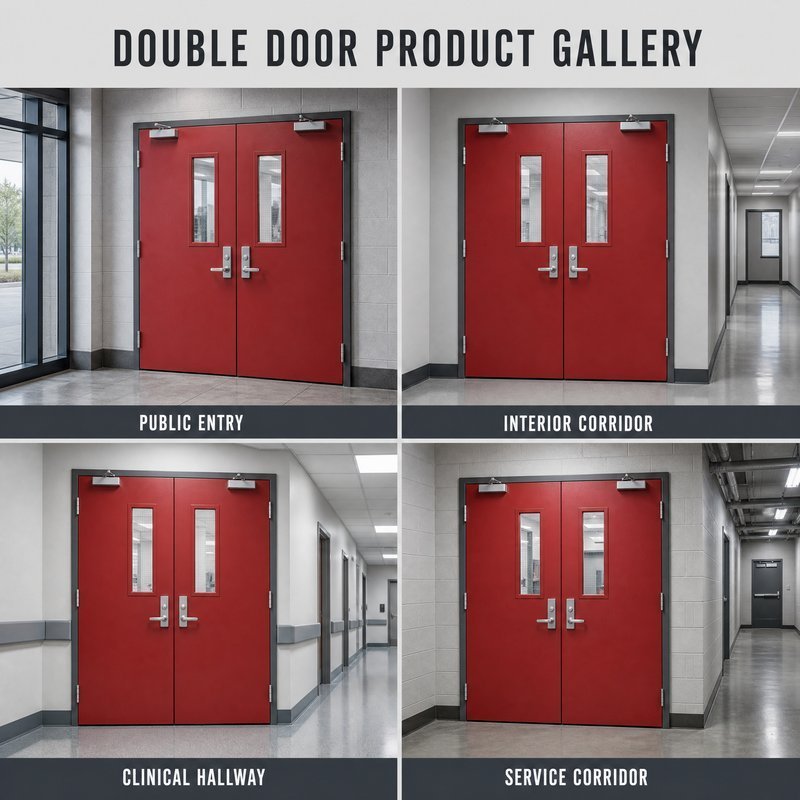 3Hour Fire Rated double Leaf Steel Fire Door with Fire Rated Vision Panel for US Commercial Building Projects - Image 3
