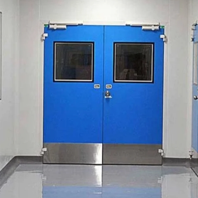 UL/WHI Certified Double Swing Steel Fire Door with Fire-Rated Glass for Mall & Hospital - Image 3