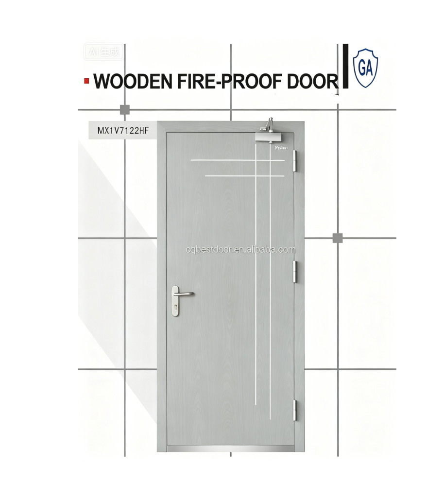 Wooden Door Leaf & Steel Frame Composite Fire-Rated Door (Fire Class: 30min/60min) - Image 3