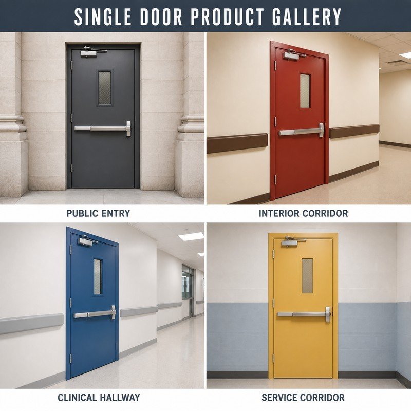 3Hour Fire Rated single Leaf Steel Fire Door with Fire Rated Vision Panel for US Commercial Building Projects - Image 3