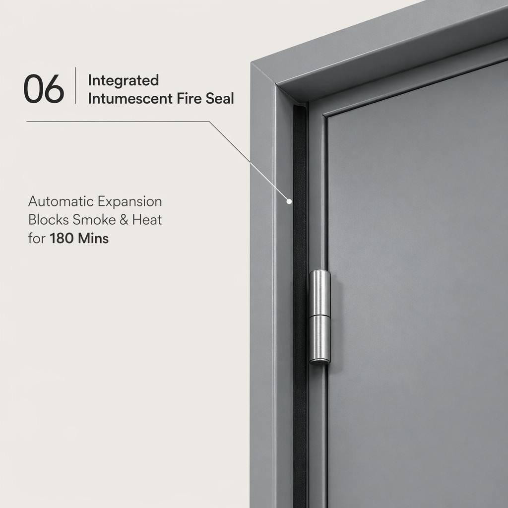 Heavy Duty Steel Fire Door Set Multi-Color Options Red Blue Yellow Fireproof Entry Door with Ball Knob - Image 3