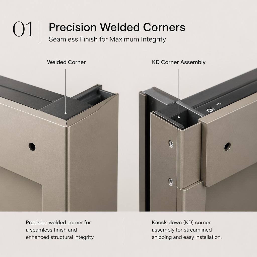 High Strength Galvanized Steel Fireproof Door Frame Masonry & Drywall Compatible Metal Frame with Integrated Smoke Seal - Image 3