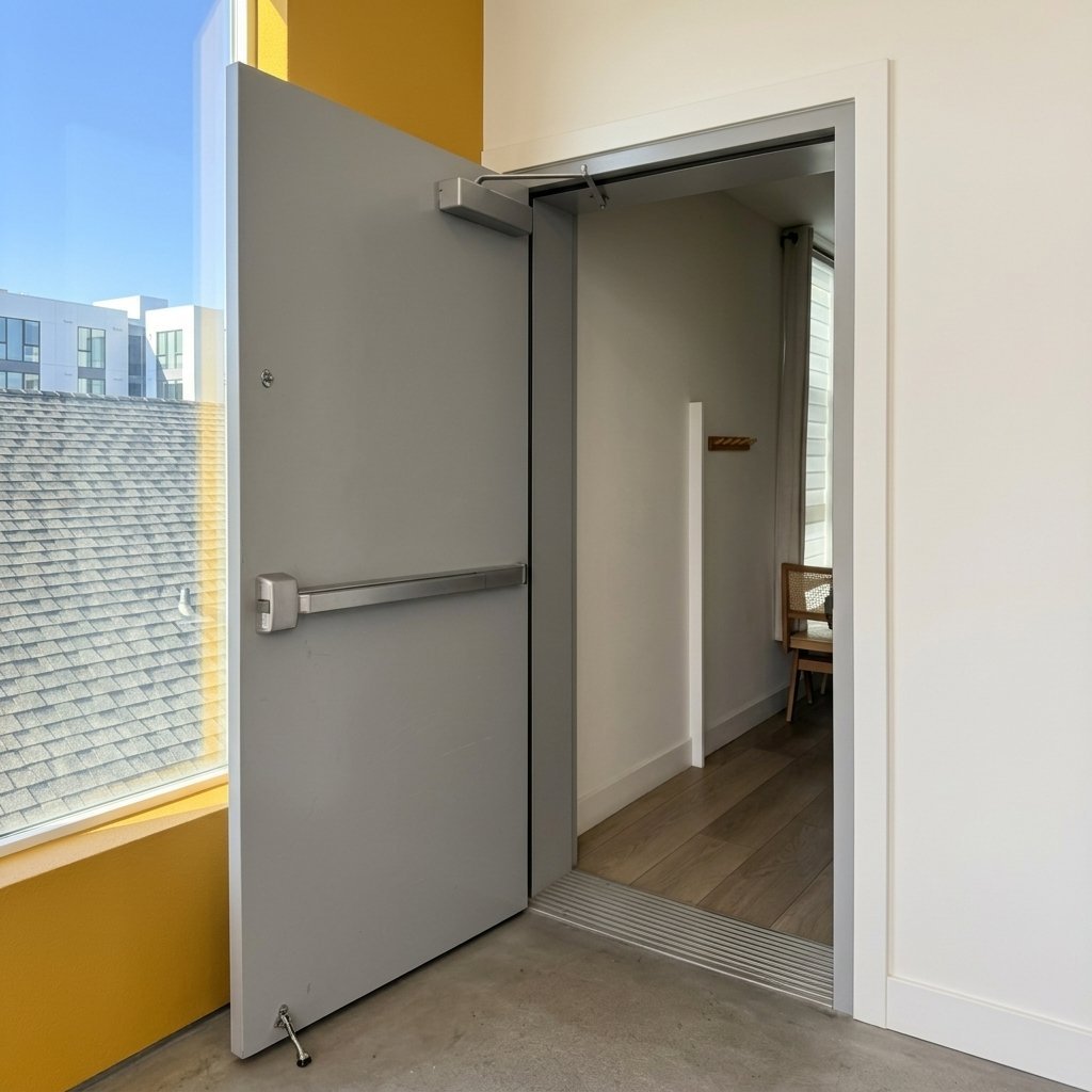 3 Hour Fire Resistance Steel Fire Door US Code Compliant Modern Front Entry Door for Hotels and Warehouses - Image 3