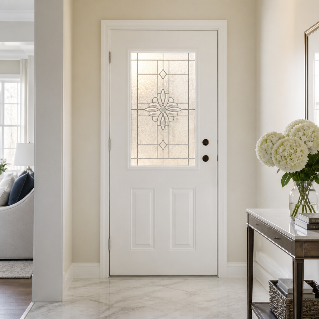 European Front Door Diamond Leaded Glass Insert Warp-Free Rot-Proof Thermally Broken Exterior Security Door - Image 3