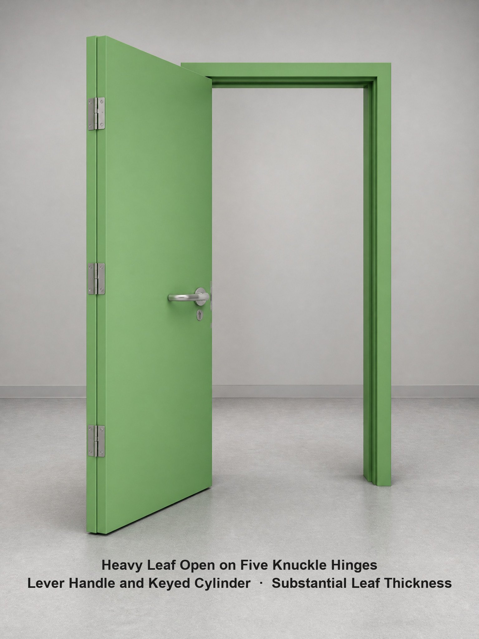 Steel Door 3 Hour Fire Rated Hollow Metal Fire Door UL Listed WHI Green Single Leaf Positive Pressure Steel Frame - Image 4