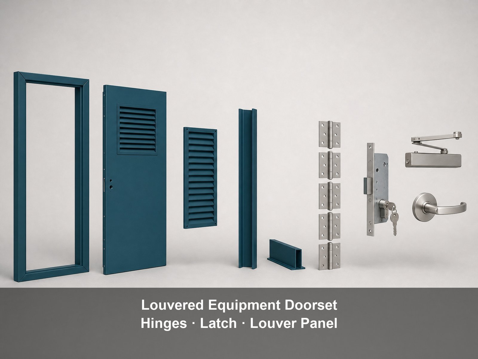 Warehouse Door Metal Steel Door Fire Rated Teal Blue With Louver Ventilation Single Leaf Hollow Metal Swing Hinged - Image 4