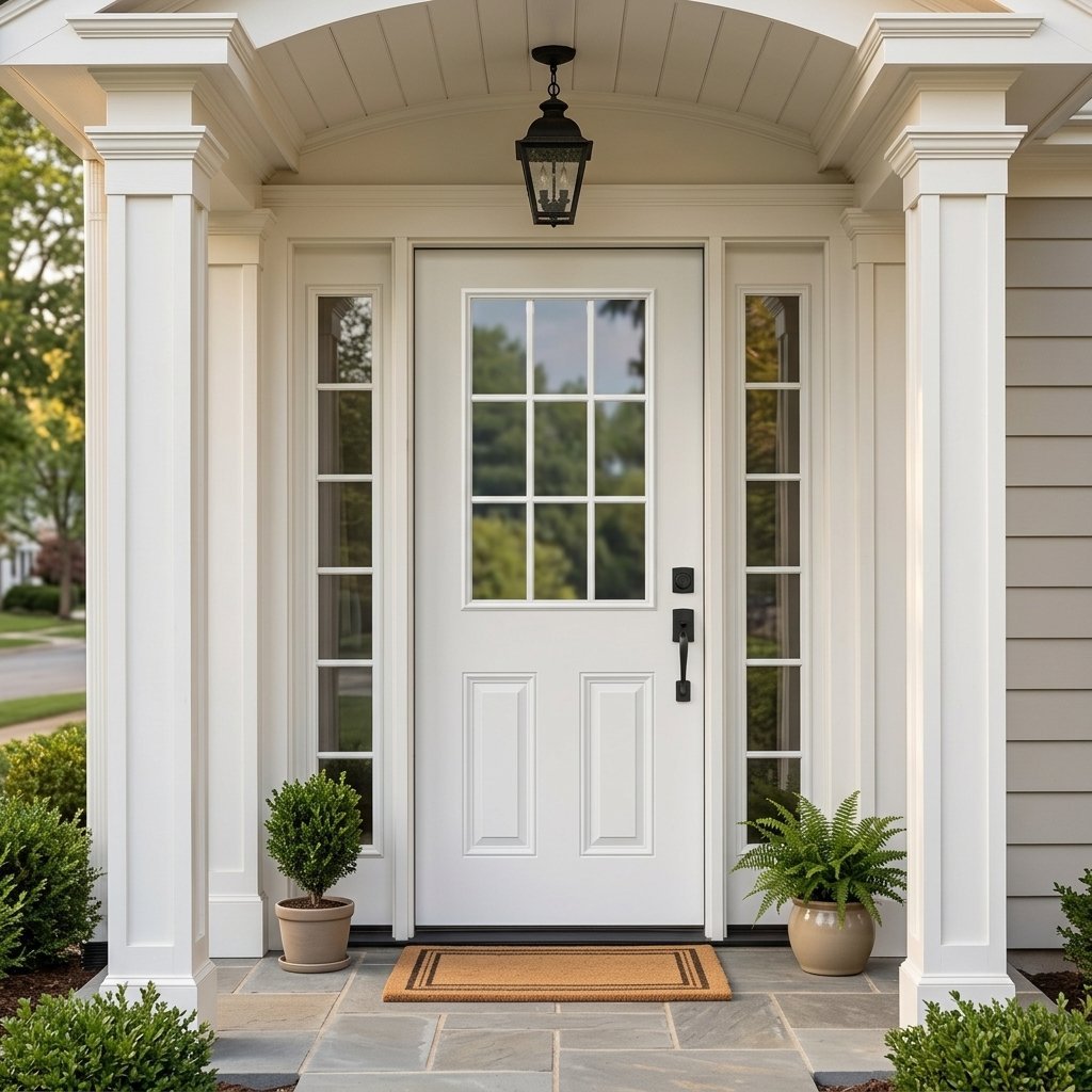 US Residential Steel Anti-Theft Modern Front Entry Door Finished Surface Energy Saving Low-E Insulated Glass for Home Exterior - Image 4