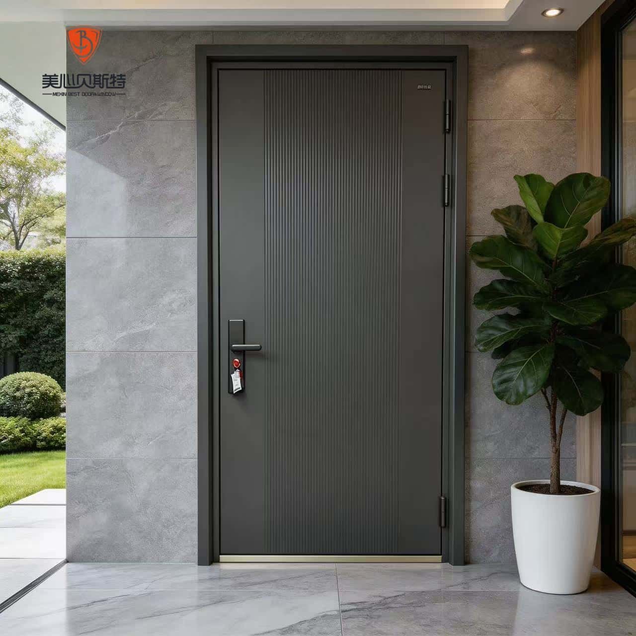 Modern Villa Interior Solid Wood Entry Door with Waterproof Feature and Stainless Steel Screen Netting - Image 4
