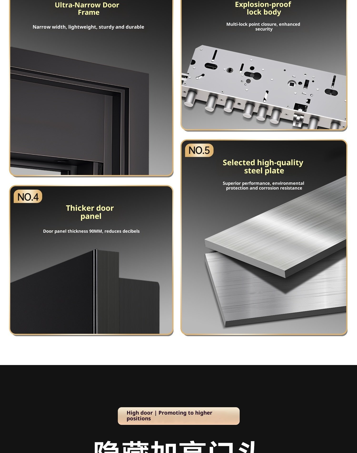 Luxury Standard Modern Waterproof Aluminum Alloy Entry Door Anti-Theft Exterior Design for Residence & Villa Garden - Image 4