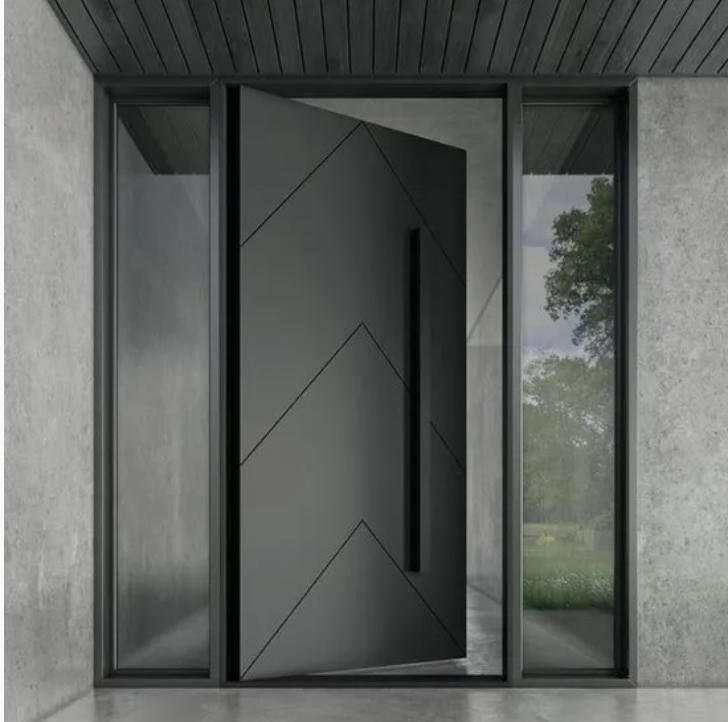 Customized Modern Armored Security Door | Fire Door Aluminum Pivot Swing Exterior Entry Door - Image 4