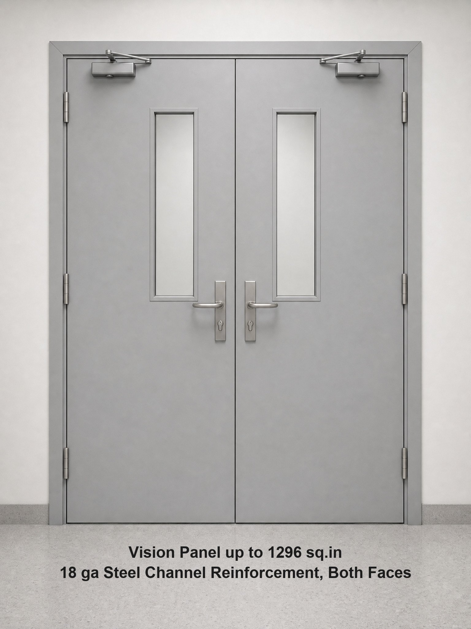 3Hour Fire Rated Double Leaf Steel Fire Door with Fire Rated Vision Panel for US Commercial Building Projects - Image 4