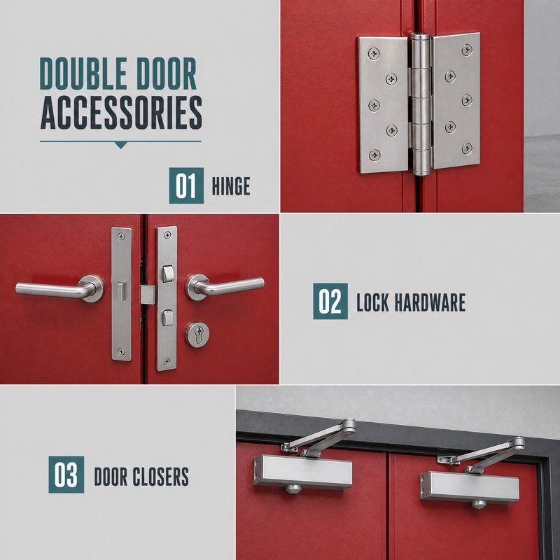 3Hour Fire Rated double Leaf Steel Fire Door with Fire Rated Vision Panel for US Commercial Building Projects - Image 4