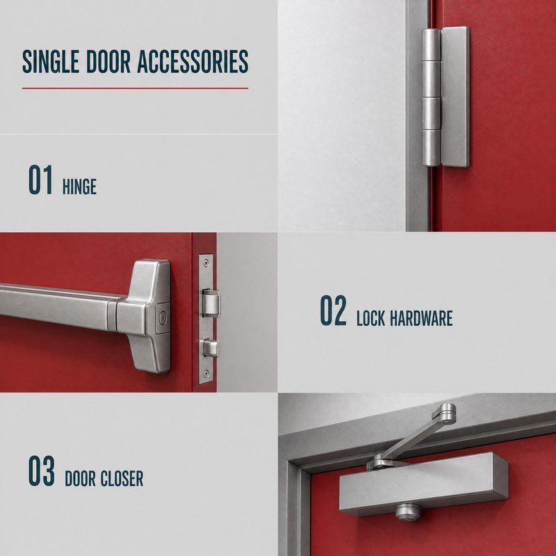 3Hour Fire Rated single Leaf Steel Fire Door with Fire Rated Vision Panel for US Commercial Building Projects - Image 4