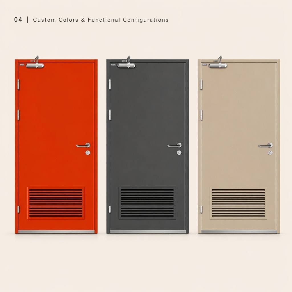 CE Approved 180 Min Fire Rated Steel Door Commercial Fireproof Entry Door with Ventilation Louver for Workshop School - Image 4