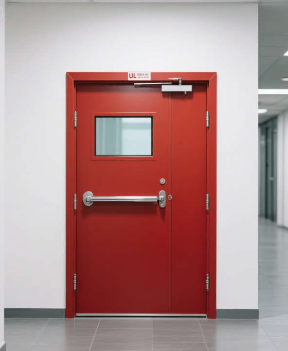Metal Fire Rated Double Swing Door - With Glass Kit for Commercial/Residential Use - Image 4