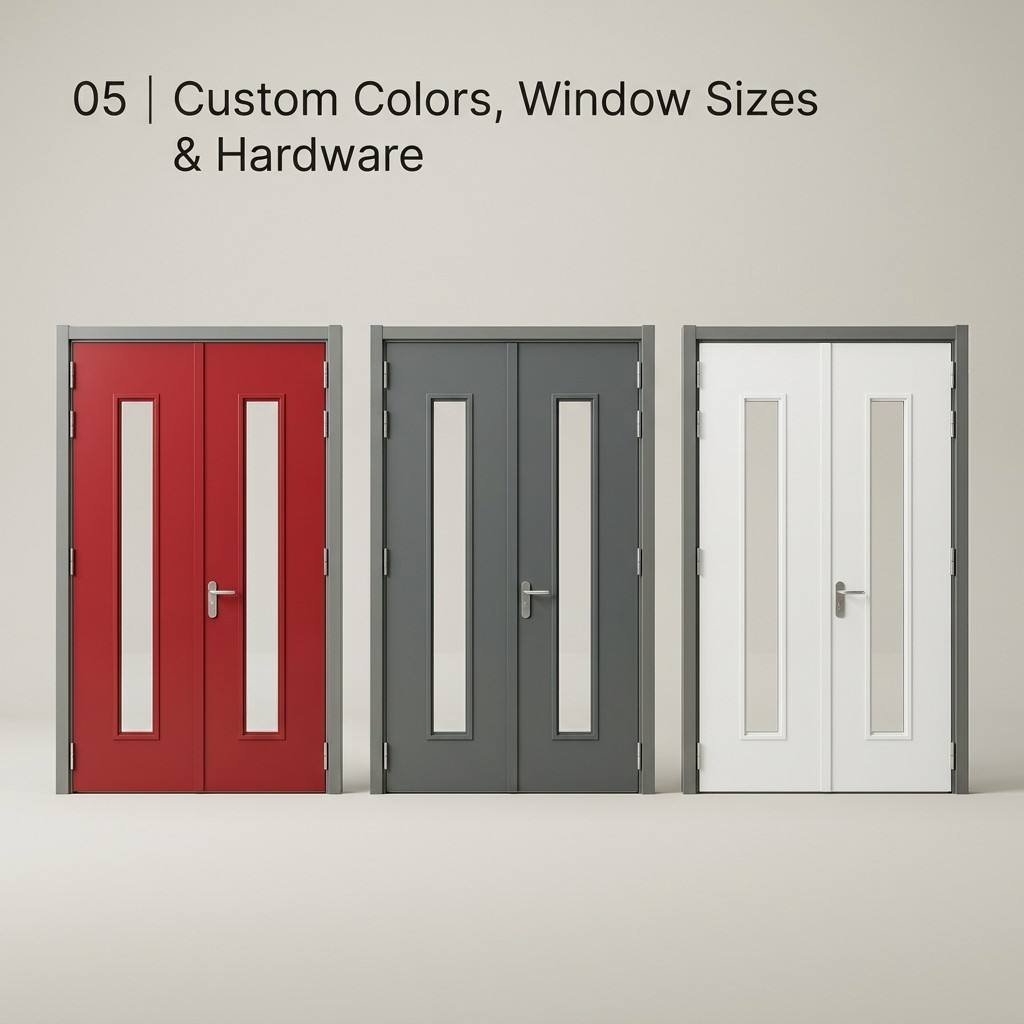Doors Custom Commercial Double Fire Door Manufacturer Wholesale High Security Steel Exit Doors for School Warehouse - Image 4