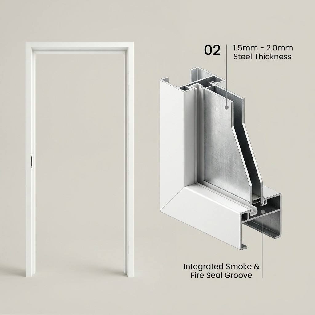 WH Certified 20-180 Min Fire Rated Door Frame Modern Minimalist Steel Door Frame Set for Hospital Commercial Project - Image 4