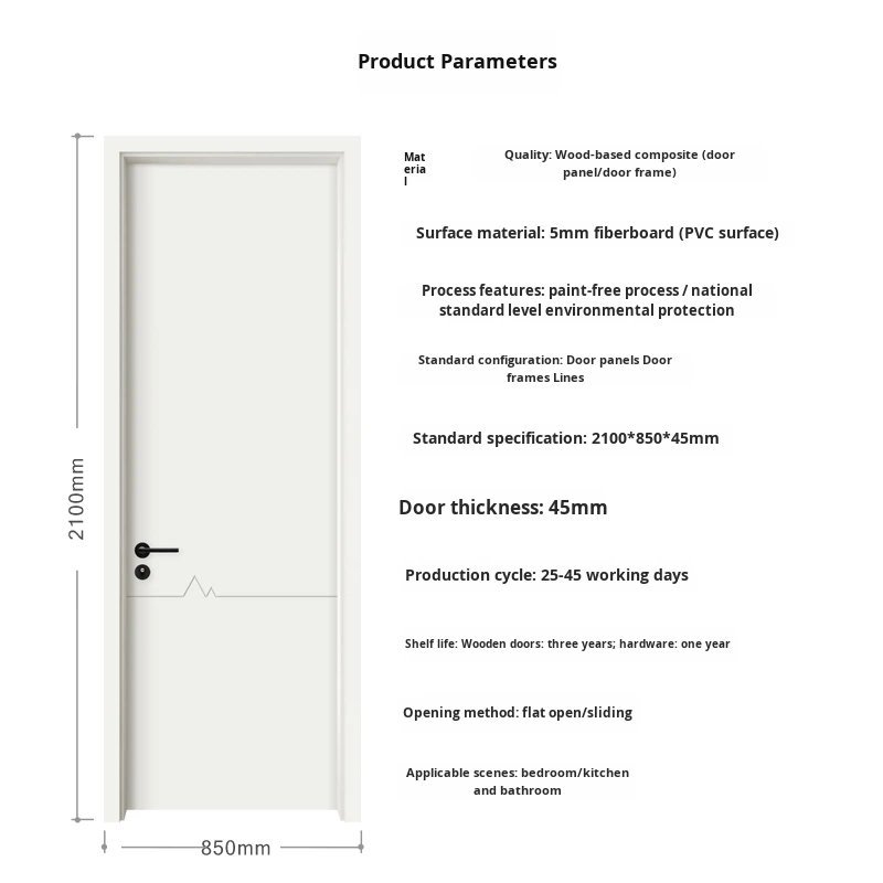 Modern Design Waterproof Solid Wood Interior Door Simple Style Custom Bedroom Wooden Door for Villa/Apartment 9445 - Image 4