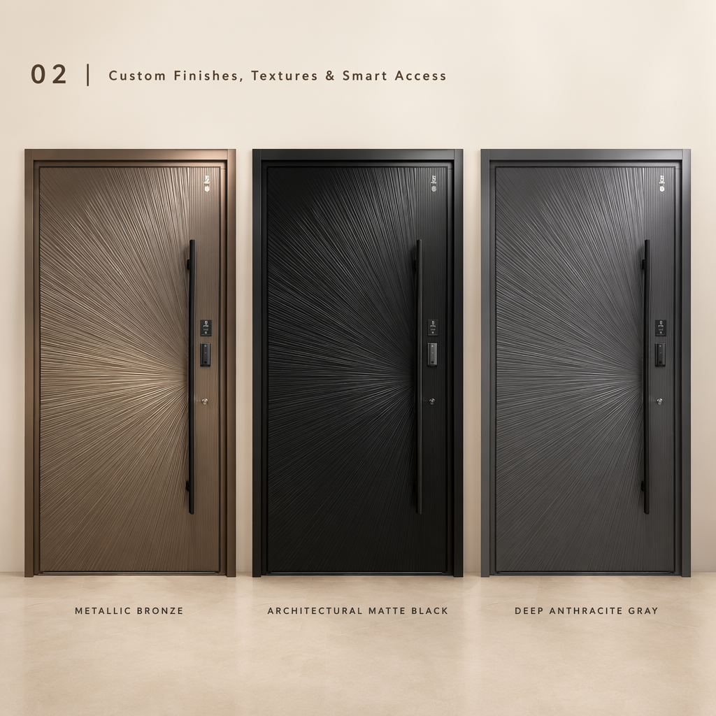 Modern Anti-Theft Metal Entry Door Weather-Resistant Finished Cast Aluminum Front Door Reinforced Security System - Image 4