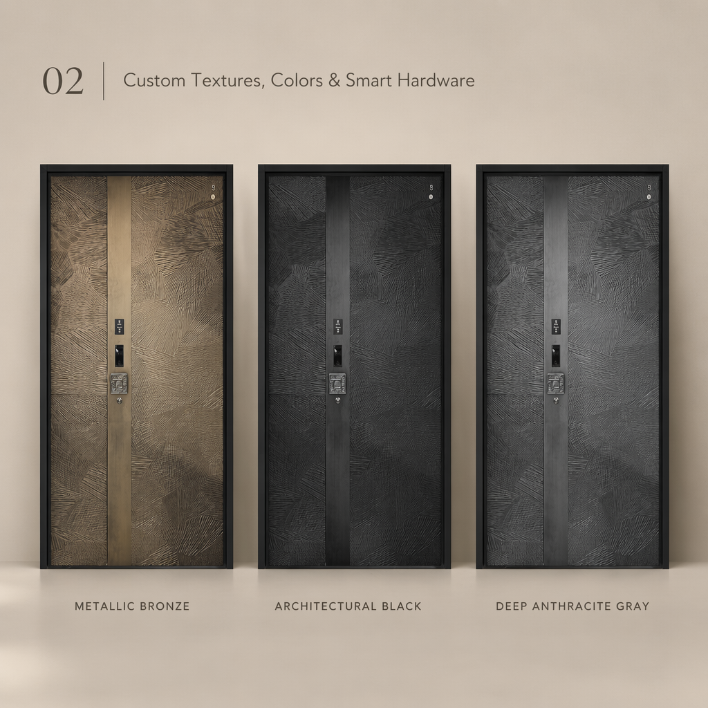 Premium Cast Aluminum Security Entrance Door for Luxury Villa Smart 3D Face Recognition Biometric Anti-Theft Door - Image 4