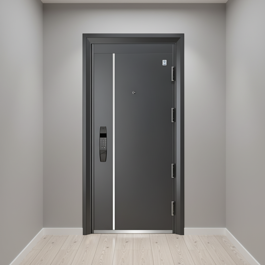 Modern Steel Security Door Anti-Theft Fire Rated Finished Outdoor Entrance Door for Home Apartment Factory Supply - Image 4