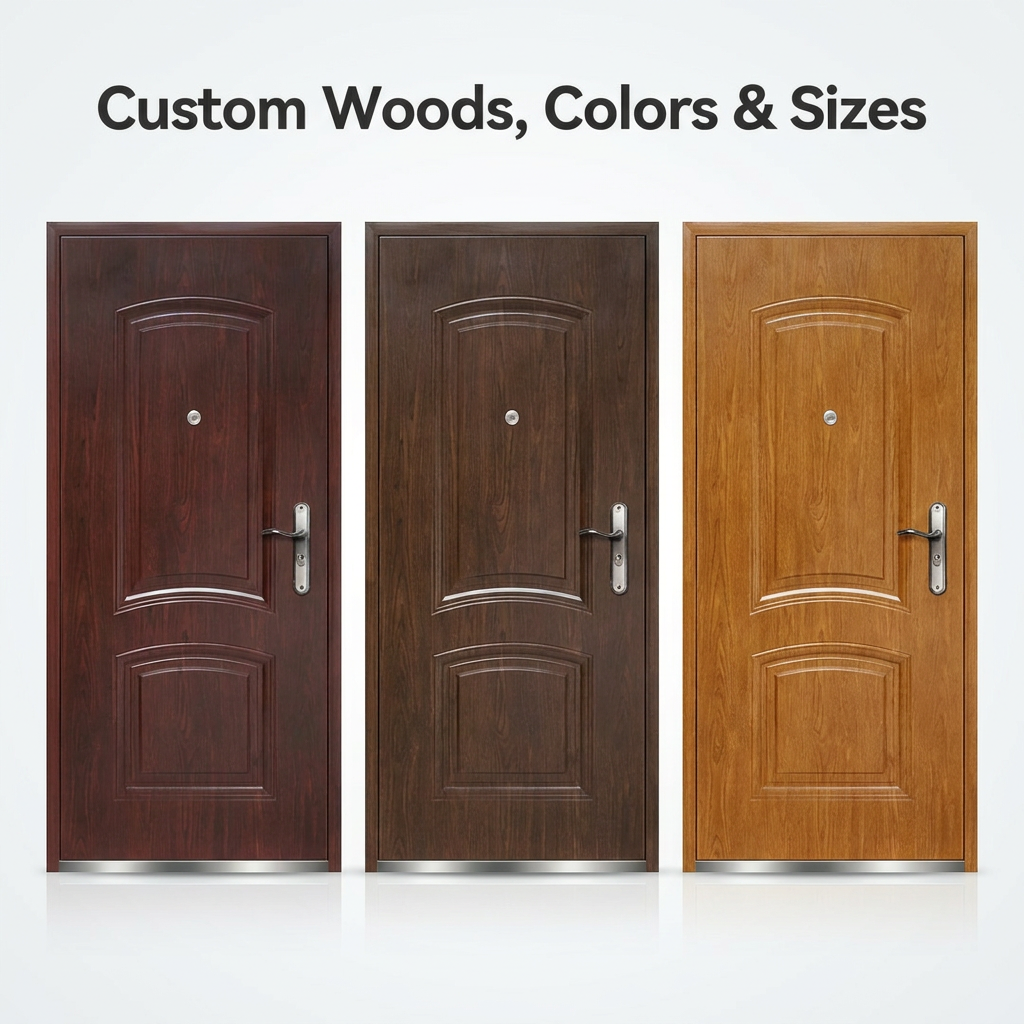 CE Certified 3 Hours Fire Rated Main Entrance Door European Standard Security Steel Wooden Door for Villa Apartment Project - Image 5