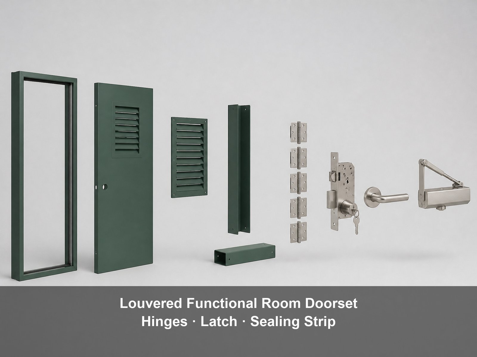 Acoustic Door Soundproof Metal Steel Door Fire Rated Green Hollow Metal With Louver Wide Compression Sealing Strip - Image 5