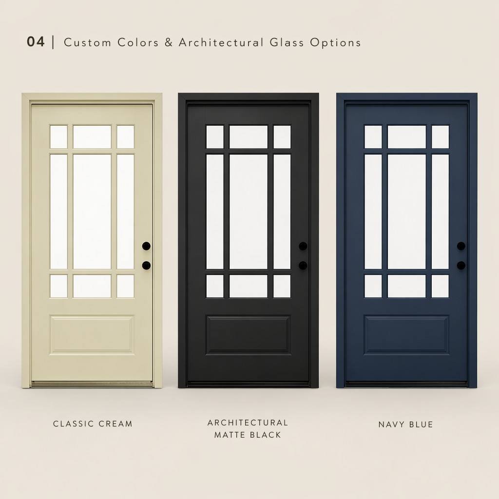 Modern Steel Residential Front Entry Door with Low-E Insulated Glass Energy Efficient Exterior House Door for US Home Project - Image 5