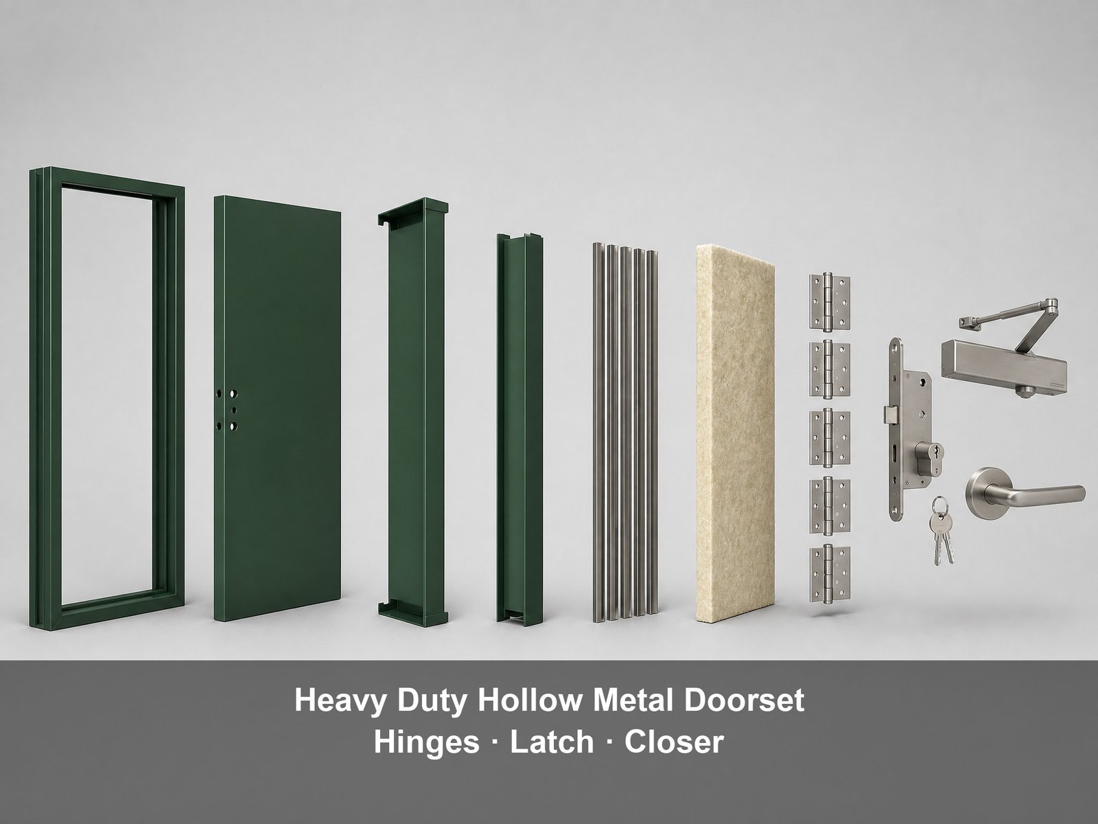 Industrial Door Swing Hinged Hollow Metal Steel Door Fire Rated Green Heavy Duty Steel Stiffened Leaf Single Leaf - Image 5