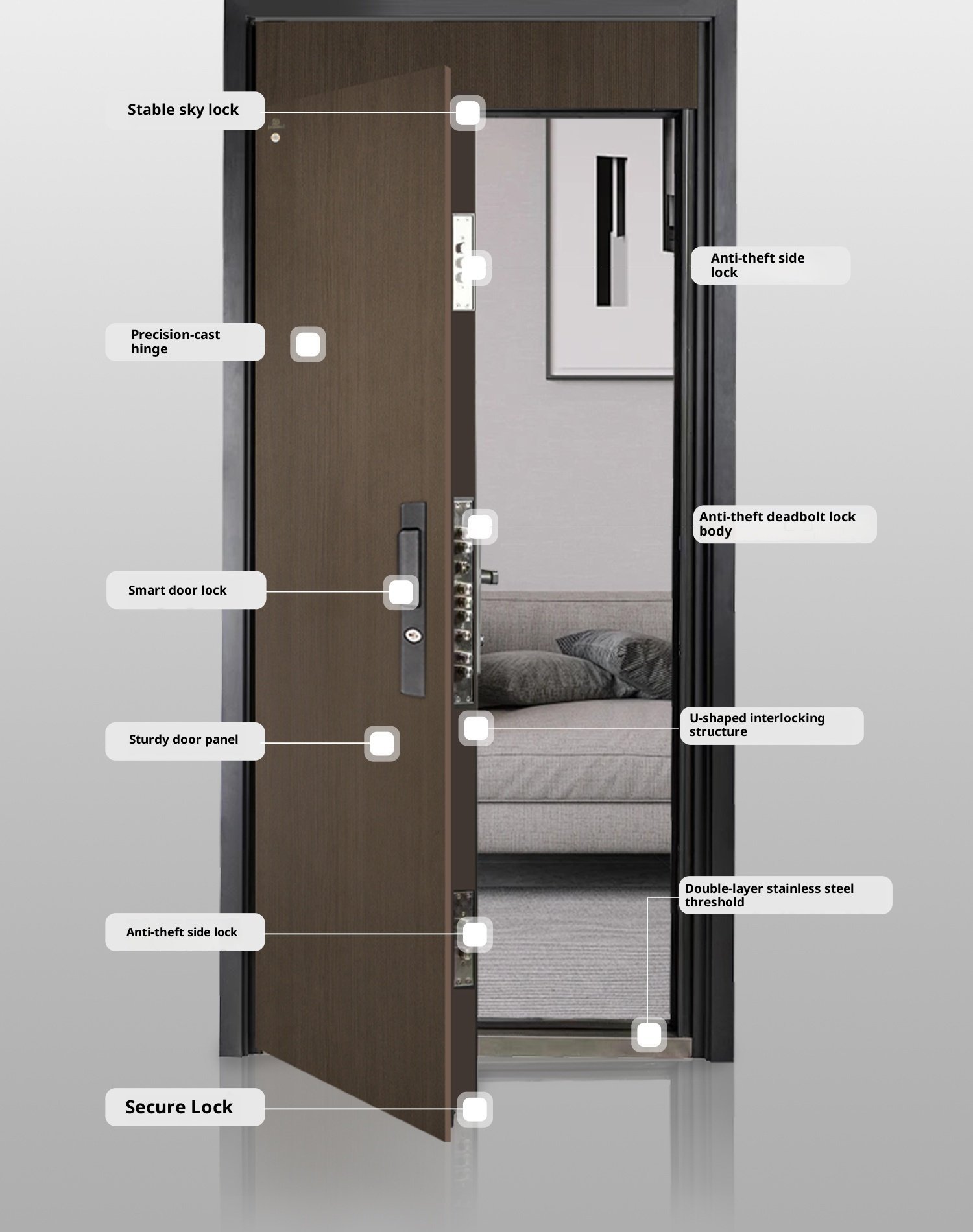 Luxury Standard Modern Waterproof Aluminum Alloy Entry Door Anti-Theft Exterior Design for Residence & Villa Garden - Image 5
