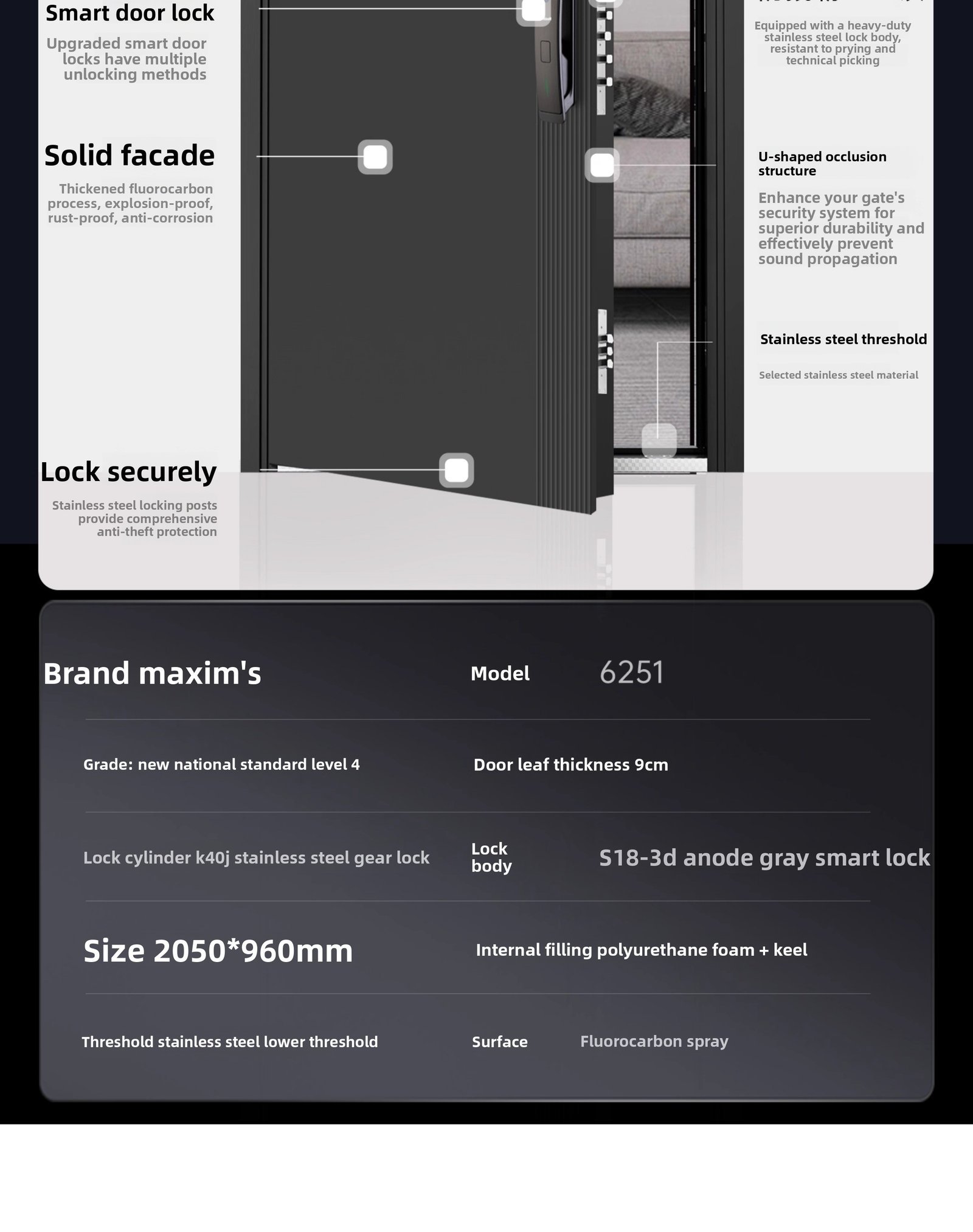 Class a Modern Steel Double Swing Entry Door | Anti-Theft Security Exterior Door for Home & Villa - Image 5